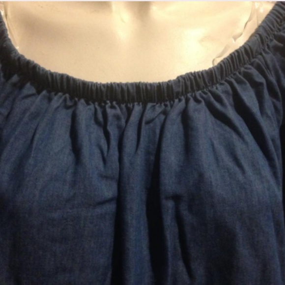 Denim Top with Colorful Pom Pom Trims - Picture 3 of 7